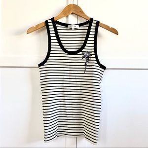 Knit tank top with embroidered detail